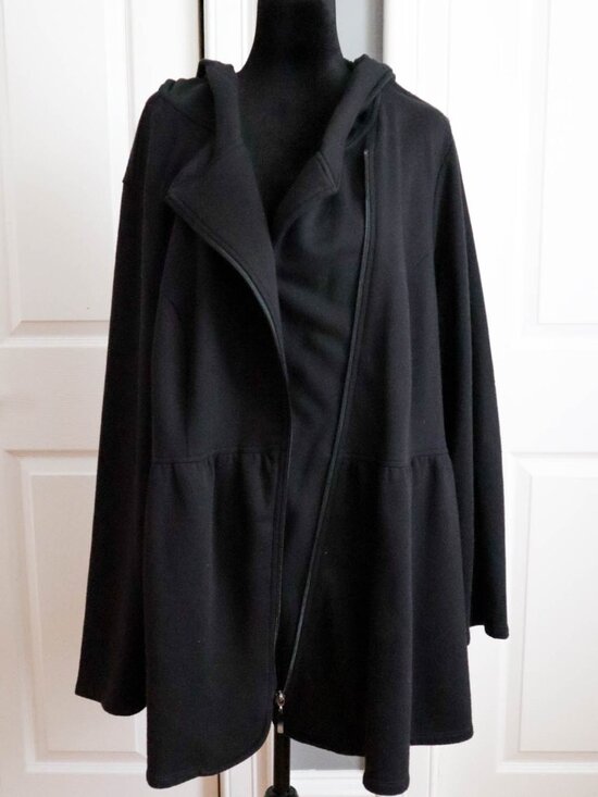Modcloth Jackets & Blazers - ModCloth Asymmetrical Zip Jersey Knit Hooded Jacket Sweatshirt Black Sz 4x